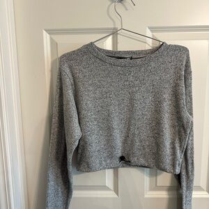Feathers Heather Gray Crop Sweatshirt
